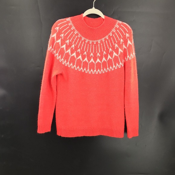 Talbots Sweaters - Talbots coral Mock Neck fair isle Pattered Wool blend cozy knit comfy Sweater M